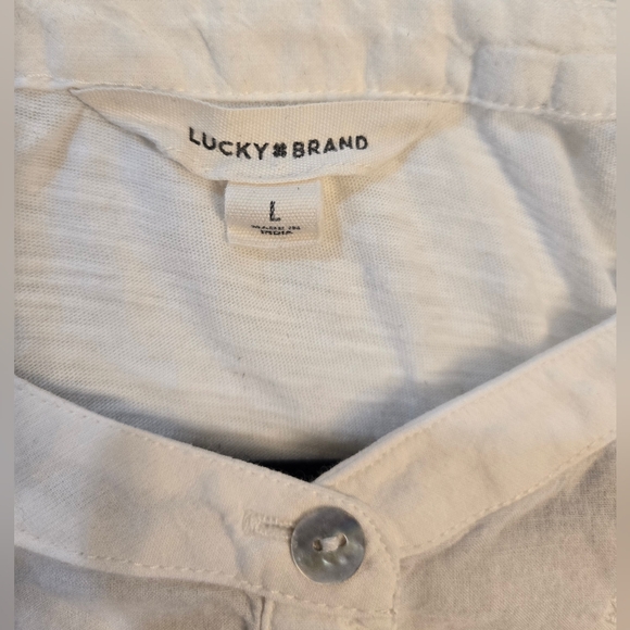 Lucky Brand Ivory Embroidered Blouse With Pearl Detail. Excellent Condition. - Picture 7 of 9